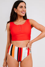 Load image into Gallery viewer, Square Neck Sleeveless Fashion Print Tankini Set