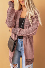 Load image into Gallery viewer, Plaid Knitted Long Open Front Cardigan