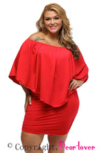 Load image into Gallery viewer, Plus Size Multiple Dressing Layered Red Mini Poncho Dress