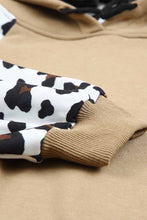 Load image into Gallery viewer, Khaki Leopard Bishop Sleeve Hooded Sweatshirt