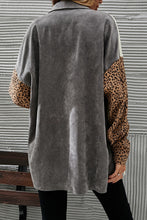 Load image into Gallery viewer, Color Block Leopard Patched Corduroy Shacket