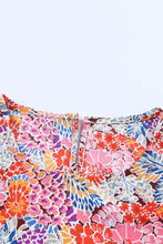 Load image into Gallery viewer, Multicolor Mix Floral Pattern Bubble Sleeve Blouse
