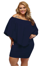 Load image into Gallery viewer, Plus Size Multiple Dressing Layered Dark Blue Mini Poncho Dress