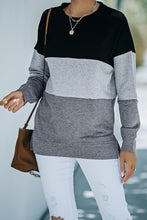 Load image into Gallery viewer, Colorblock Black Contrast Stitching Sweatshirt with Slits
