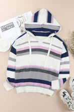 Load image into Gallery viewer, Stripe Plus Size Striped Hooded Knit Sweater