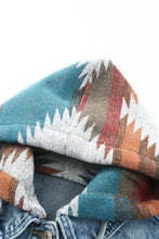 Load image into Gallery viewer, Multicolor Aztec Print Frayed Hem Denim Jacket
