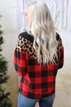 Load image into Gallery viewer, Chevron Plaid Leopard Patchwork Turtleneck Sweatshirt