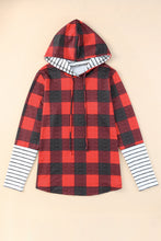 Load image into Gallery viewer, Christmas Plaid Striped Patchwork Drawstring Hoodie