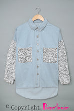 Load image into Gallery viewer, Contrast Leopard Denim Jacket