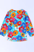 Load image into Gallery viewer, Multicolor Floral Print V Neck 3/4 Sleeve Blouse