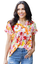 Load image into Gallery viewer, Boho Floral Print V Neck Short Sleeves Top