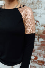 Load image into Gallery viewer, Sequin Shoulder Long Sleeve Top