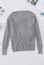 Load image into Gallery viewer, Black/Pink/Gray/Khaki/Apricot Wrap V Neck Waffle Sweater