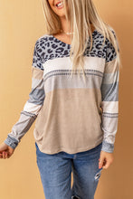 Load image into Gallery viewer, Leopard Color Block V Neck Top