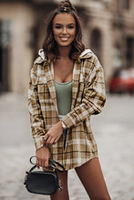 Load image into Gallery viewer, Khaki Khaki Plaid Shirt Hooded Jacket