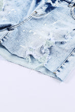 Load image into Gallery viewer, Distressed Bleached Denim Shorts
