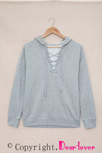 Load image into Gallery viewer, Grey Casual Solid Color Lace-up Hoodie