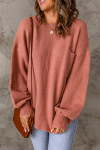 Load image into Gallery viewer, Solid Color Puffy Sleeve Pocketed Sweater
