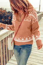 Load image into Gallery viewer, Geometry Knit Quarter Zip Sweater