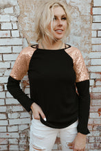 Load image into Gallery viewer, Sequin Shoulder Long Sleeve Top