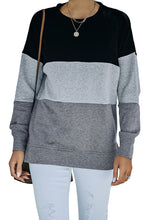 Load image into Gallery viewer, Colorblock Black Contrast Stitching Sweatshirt with Slits