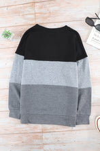Load image into Gallery viewer, Colorblock Black Contrast Stitching Sweatshirt with Slits