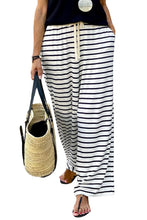 Load image into Gallery viewer, Drawstring Striped Wide Leg Pants