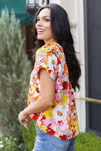 Load image into Gallery viewer, Boho Floral Print V Neck Short Sleeves Top
