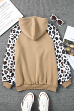 Load image into Gallery viewer, Khaki Leopard Bishop Sleeve Hooded Sweatshirt