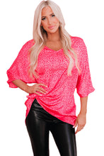 Load image into Gallery viewer, Leopard Print Oversized Half Sleeve V Neck Top