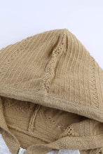 Load image into Gallery viewer, Multicolor Zipped Front Colorblock Hollow-out Knit Hoodie