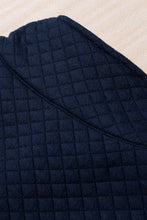 Load image into Gallery viewer, Navy Stand Neck Waffle Zip up Sweatshirt