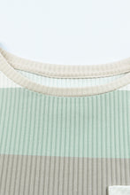 Load image into Gallery viewer, Color Block Ribbed Long Sleeve Top with Pocket