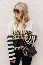 Load image into Gallery viewer, Slouchy Drop-shoulder Leopard Striped Colorblock Sweater