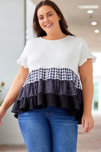 Load image into Gallery viewer, Plaid Dot Ruffled Plus Size Babydoll Top
