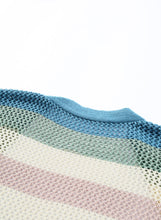 Load image into Gallery viewer, Striped Color Block Hollowed Knit Cardigan