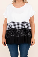 Load image into Gallery viewer, Plaid Dot Ruffled Plus Size Babydoll Top