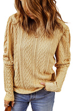 Load image into Gallery viewer, Khaki Solid Color Puffy Sleeve Textured Knit Top