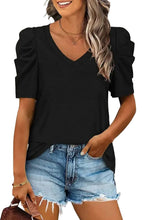Load image into Gallery viewer, Puff Sleeve V-Neck T-Shirt