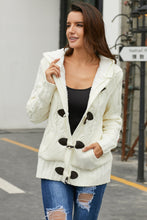 Load image into Gallery viewer, Fur Hood Horn Button Sweater Cardigan