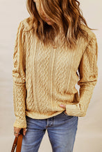 Load image into Gallery viewer, Khaki Solid Color Puffy Sleeve Textured Knit Top