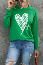 Load image into Gallery viewer, Lucky Clover Heart Graphic Raglan Sleeve Sweatshirt