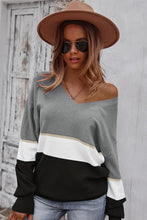 Load image into Gallery viewer, Colorblock V Neck Sweater