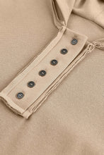 Load image into Gallery viewer, Khaki Casual Button Solid Patchwork Trim Hoodie
