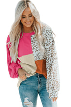 Load image into Gallery viewer, Leopard Patchwork Color Block Ribbed Long Sleeve Top
