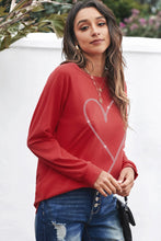 Load image into Gallery viewer, Rhinestone Heart Shaped Long Sleeve Sweatshirt