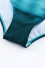 Load image into Gallery viewer, Oceanic Gradient Color Peekaboo Halter Tankini Swimsuit