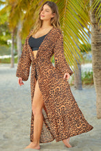 Load image into Gallery viewer, Print Tie Waist Open Front Kimono Beach Cover Up
