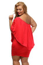 Load image into Gallery viewer, Plus Size Multiple Dressing Layered Red Mini Poncho Dress