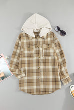 Load image into Gallery viewer, Khaki Khaki Plaid Shirt Hooded Jacket